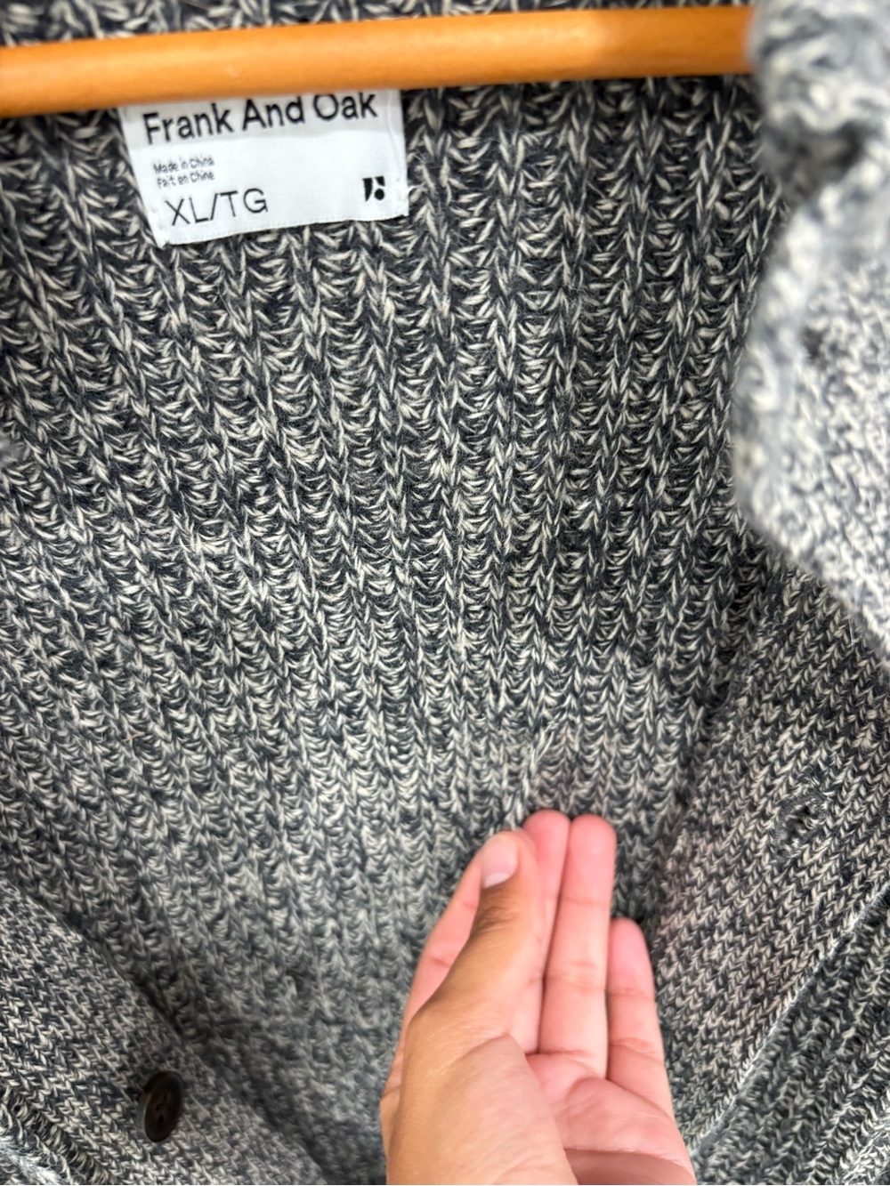 Frank & Oak Gray Shawl Collar Button-Up Cardigan - Picture 4 of 4